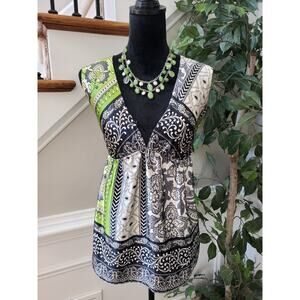 Sele Women's Multicolor Floral Polyester V-Neck Sleeveless Top Blouse Size Small